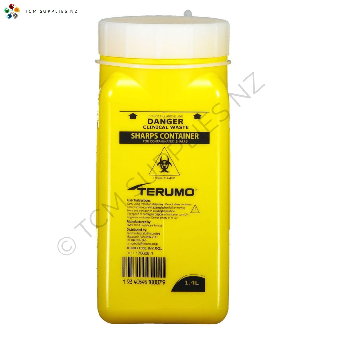 Sharps Container 1.4 Litre Adjustable Length TCM Supplies NZ